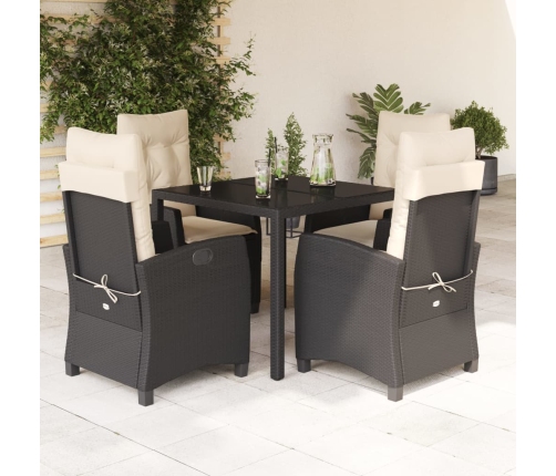 Set de muebles jardín 5 pzas con cojines ratán sintético negro