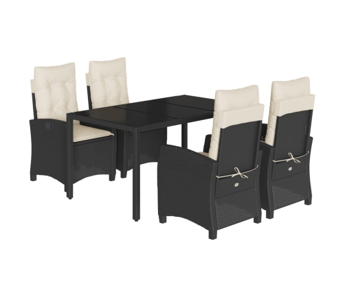 Set de muebles jardín 5 pzas con cojines ratán sintético negro