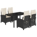 Set de muebles jardín 5 pzas con cojines ratán sintético negro