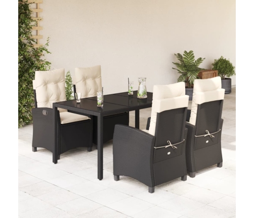 Set de muebles jardín 5 pzas con cojines ratán sintético negro