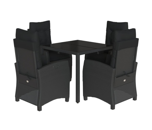 Set de muebles jardín 5 pzas con cojines ratán sintético negro