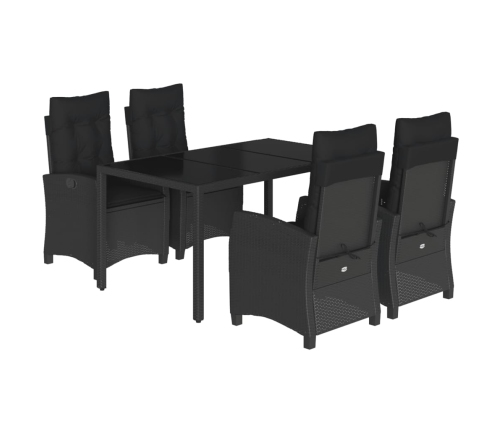 Set de muebles jardín 5 pzas con cojines ratán sintético negro