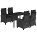 Set de muebles jardín 5 pzas con cojines ratán sintético negro