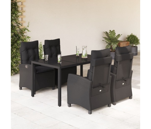 Set de muebles jardín 5 pzas con cojines ratán sintético negro