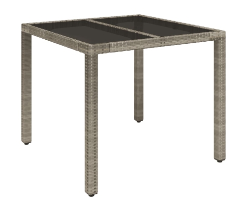 Set comedor de jardín 5 piezas con cojines ratán sintético gris