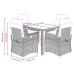 Set comedor de jardín 5 piezas con cojines ratán sintético gris
