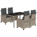Set comedor de jardín 5 piezas con cojines ratán sintético gris