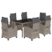 Set comedor jardín 7 pzas y cojines ratán sintético gris