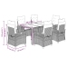 Set comedor jardín 7 pzas y cojines ratán sintético gris