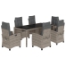 Set comedor jardín 7 pzas y cojines ratán sintético gris