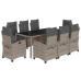 Set comedor jardín 9 pzas y cojines ratán sintético gris
