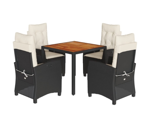 Set de muebles jardín 5 pzas con cojines ratán sintético negro