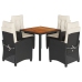 Set de muebles jardín 5 pzas con cojines ratán sintético negro