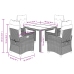 Set de muebles jardín 5 pzas con cojines ratán sintético negro