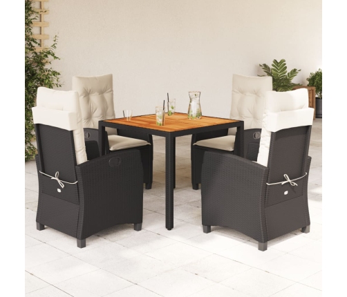 Set de muebles jardín 5 pzas con cojines ratán sintético negro