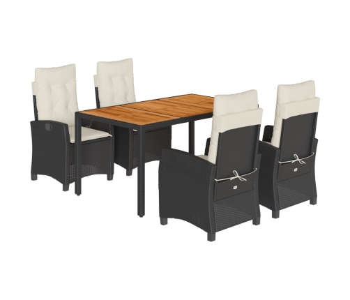 Set de muebles jardín 5 pzas con cojines ratán sintético negro