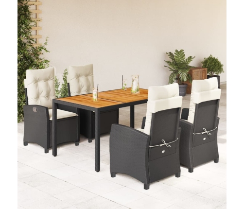 Set de muebles jardín 5 pzas con cojines ratán sintético negro