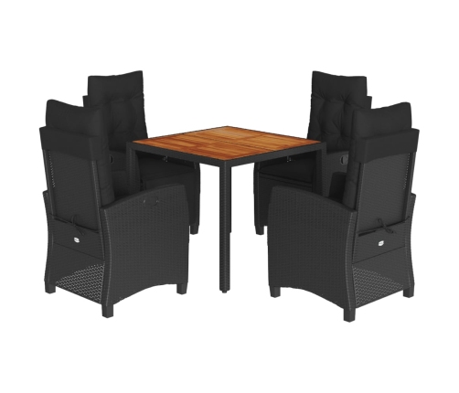 Set de muebles jardín 5 pzas con cojines ratán sintético negro