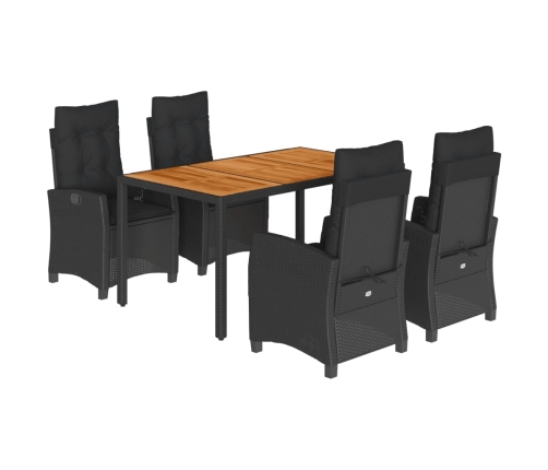 Set de muebles jardín 5 pzas con cojines ratán sintético negro