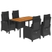 Set de muebles jardín 5 pzas con cojines ratán sintético negro