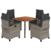 Set comedor de jardín 5 piezas con cojines ratán sintético gris