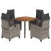 Set comedor de jardín 5 piezas con cojines ratán sintético gris