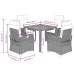 Set comedor de jardín 5 piezas con cojines ratán sintético gris