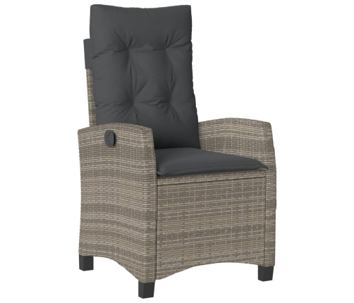 Set comedor jardín 7 pzas y cojines ratán sintético gris