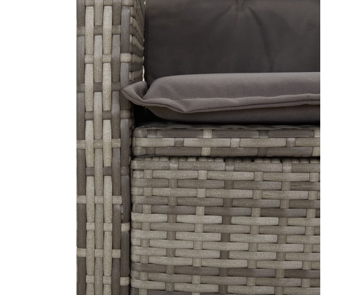 Set comedor jardín 7 pzas y cojines ratán sintético gris