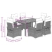 Set comedor jardín 7 pzas y cojines ratán sintético gris