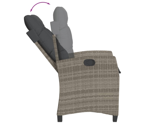 Set comedor jardín 7 pzas y cojines ratán sintético gris