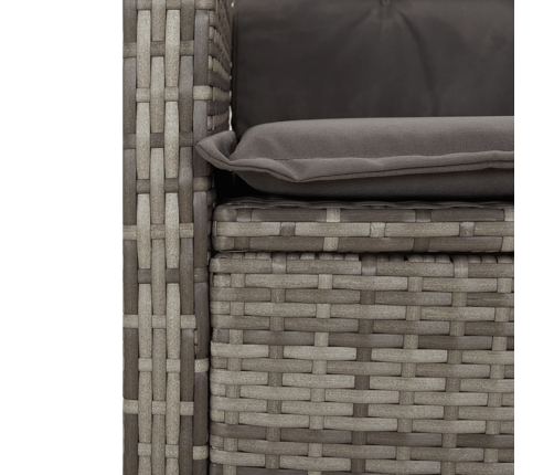 Set comedor jardín 7 pzas y cojines ratán sintético gris