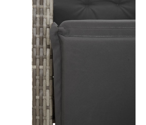 Set comedor jardín 7 pzas y cojines ratán sintético gris