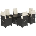 Set de comedor de jardín 7 pzas y cojines ratán sintético negro