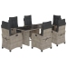 Set comedor jardín 7 pzas y cojines ratán sintético gris