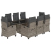 Set comedor jardín 9 pzas y cojines ratán sintético gris