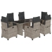 Set comedor jardín 7 pzas y cojines ratán sintético gris claro
