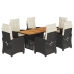 Set de comedor de jardín 7 pzas y cojines ratán sintético negro