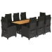 Set de comedor de jardín 9 pzas y cojines ratán sintético negro