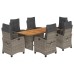 Set comedor jardín 7 pzas y cojines ratán sintético gris