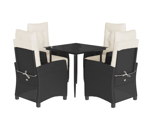 Set de muebles jardín 5 pzas con cojines ratán sintético negro