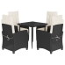 Set de muebles jardín 5 pzas con cojines ratán sintético negro
