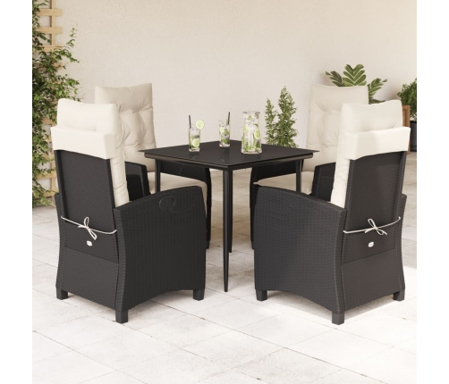 Set de muebles jardín 5 pzas con cojines ratán sintético negro