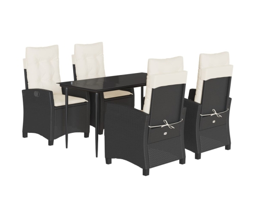 Set de muebles jardín 5 pzas con cojines ratán sintético negro