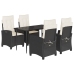 Set de muebles jardín 5 pzas con cojines ratán sintético negro