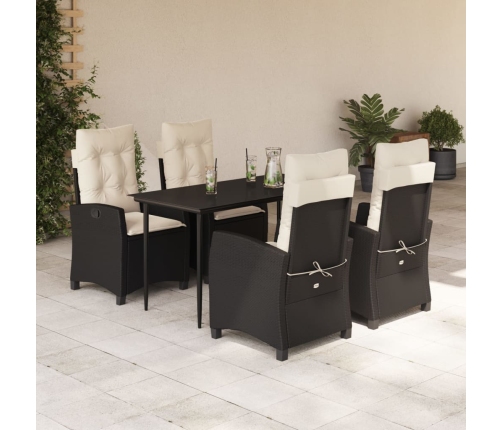 Set de muebles jardín 5 pzas con cojines ratán sintético negro