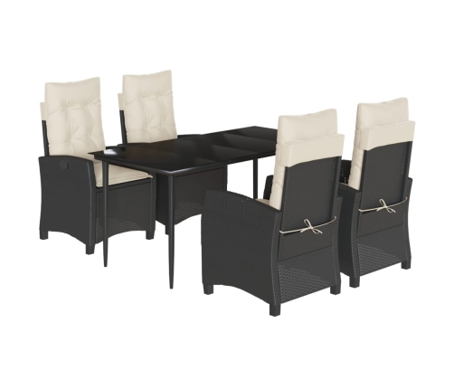 Set de muebles jardín 5 pzas con cojines ratán sintético negro