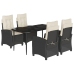 Set de muebles jardín 5 pzas con cojines ratán sintético negro