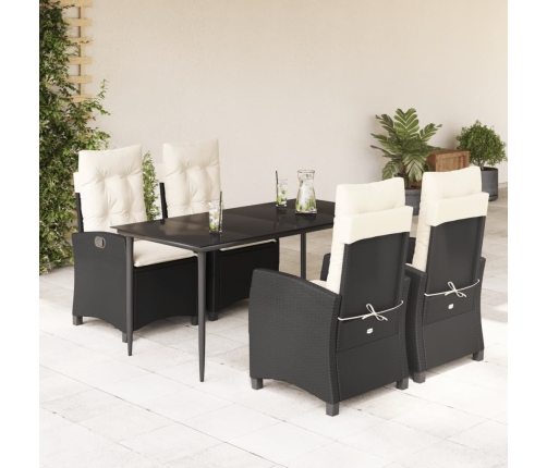 Set de muebles jardín 5 pzas con cojines ratán sintético negro