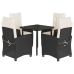 Set de muebles jardín 5 pzas con cojines ratán sintético negro
